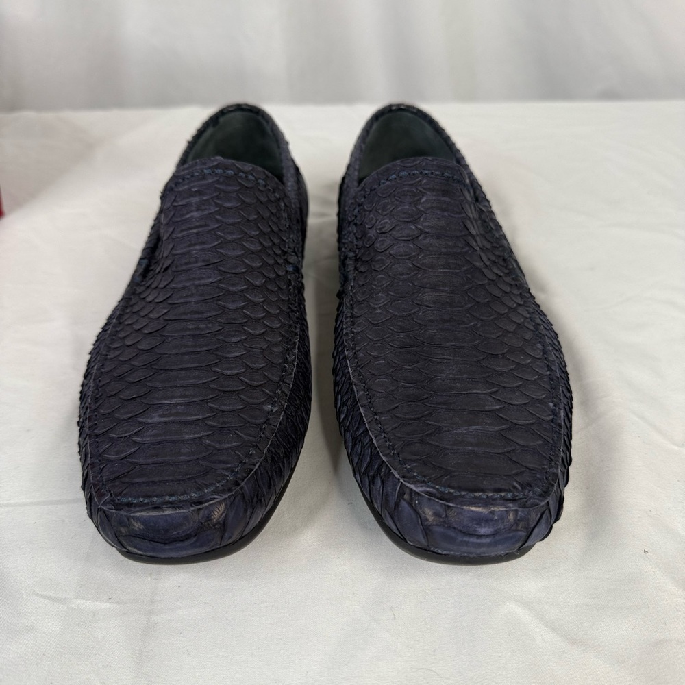 Salvatore Ferragamo Coast 4 Navy Python Loafers